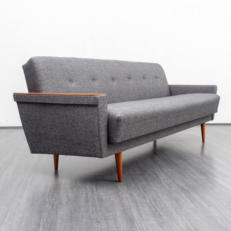 Vintage grey 3-seater sofa in wood