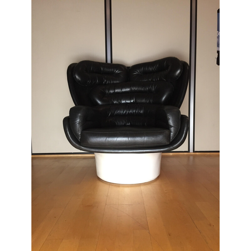 Vintage black "Elda" armchair by Joe Colombo