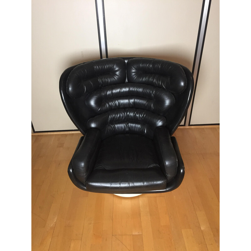 Vintage black "Elda" armchair by Joe Colombo