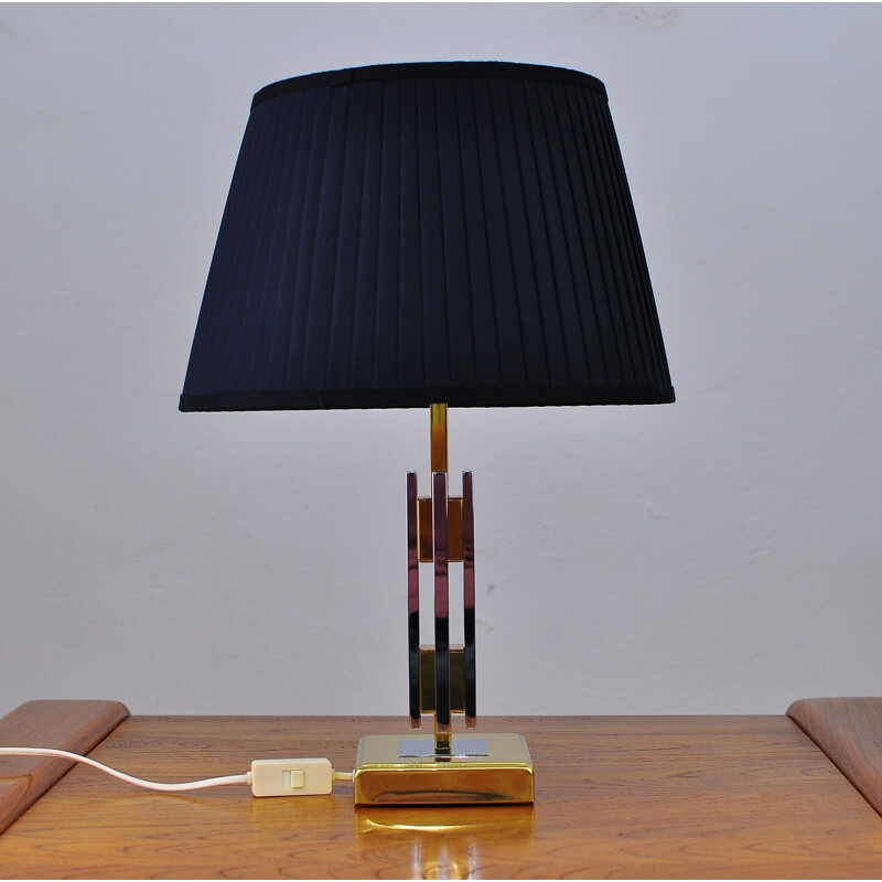 Lampe de table vintage en laiton et chrome