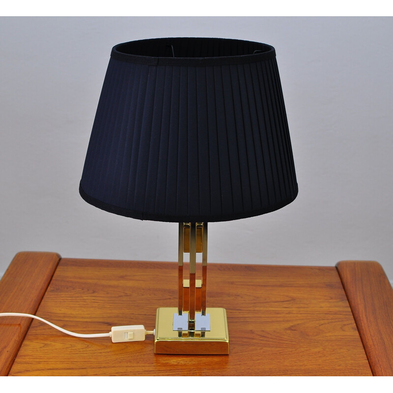 Lampe de table vintage en laiton et chrome
