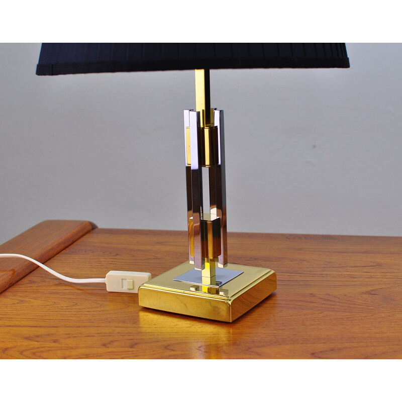 Vintage table lamp in brass and chrome