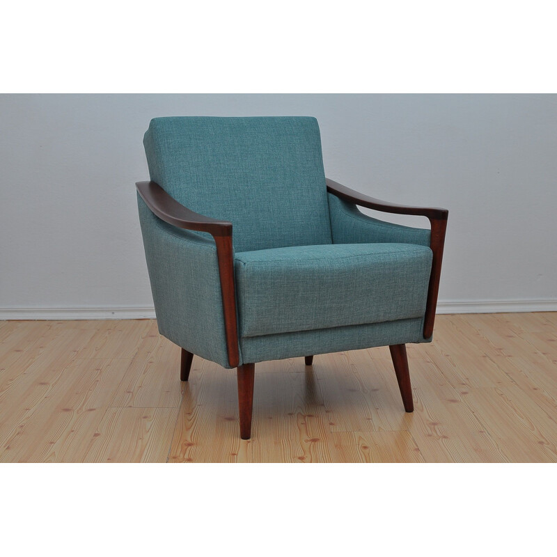 Vintage blue armchair in beechwood