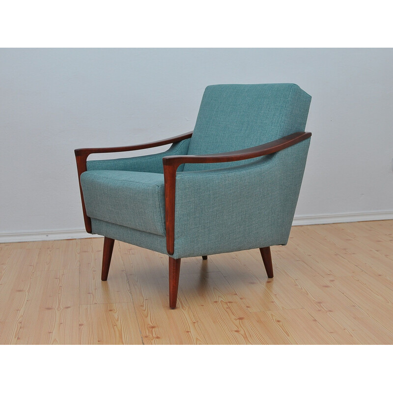 Vintage blue armchair in beechwood