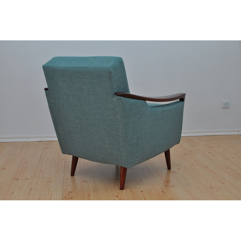 Vintage blue armchair in beechwood