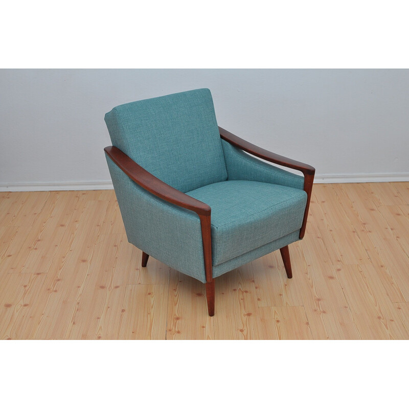 Vintage blue armchair in beechwood