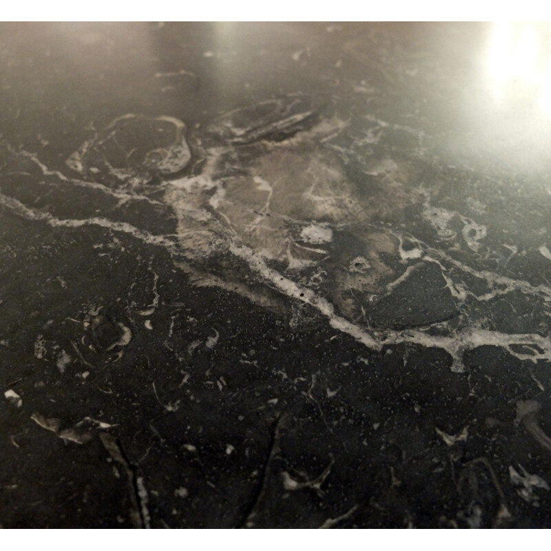 Vintage dining table in black marble by Michel Charron