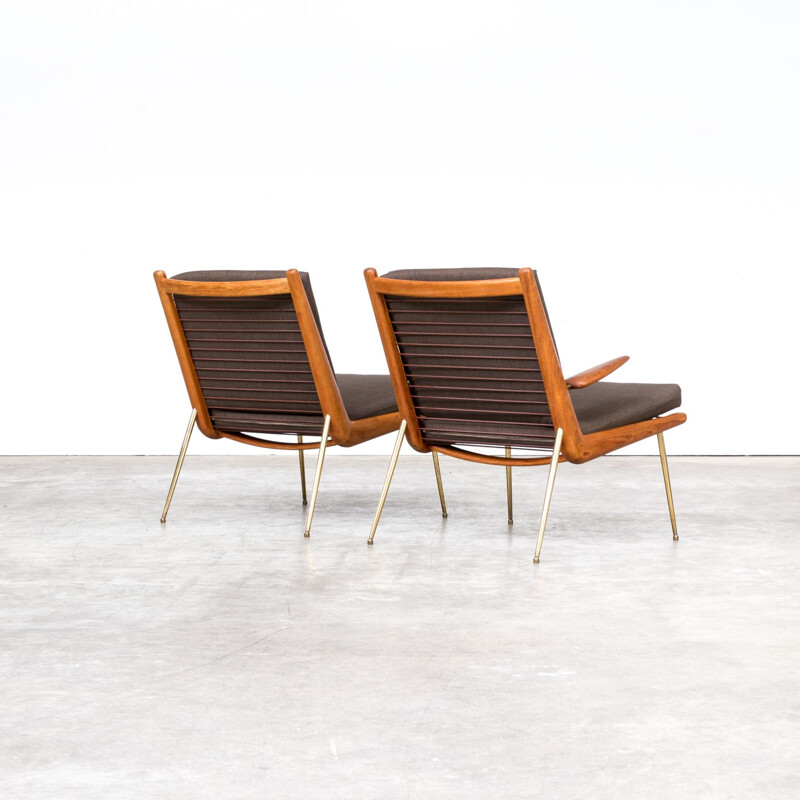 Suite de 2 fauteuils vintage FD 135 "Boomerang" par Peter Hvidt et Orla Molgaard-Nielsen pour France & Son