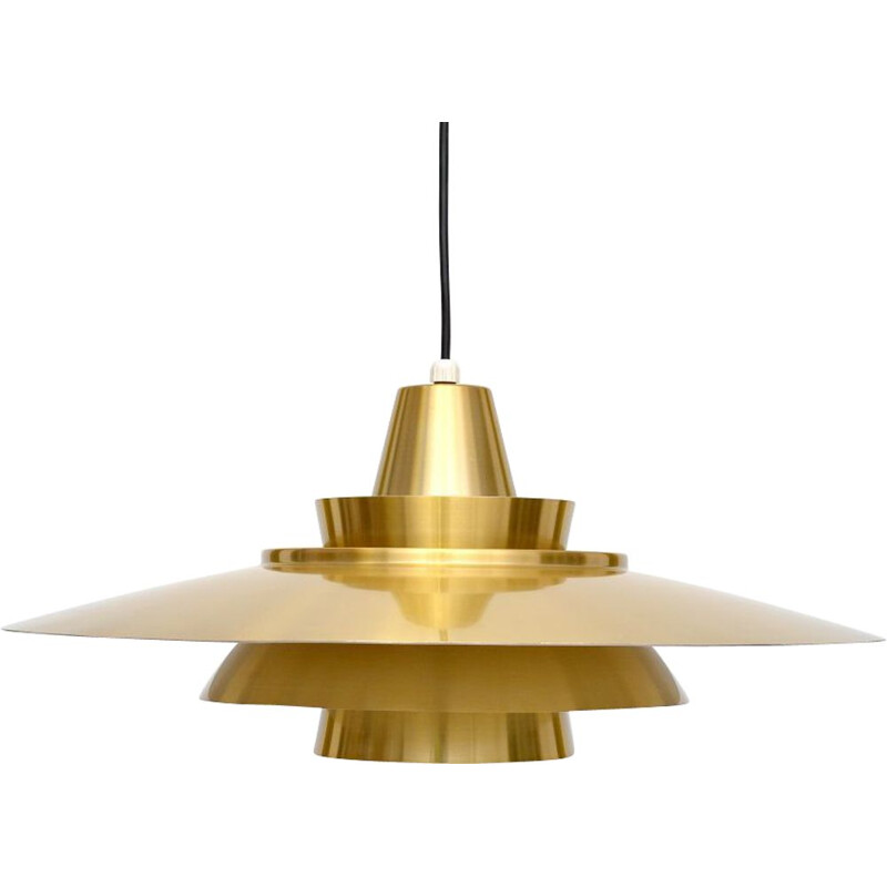 Vintage Danish golden pendant lamp in aluminium