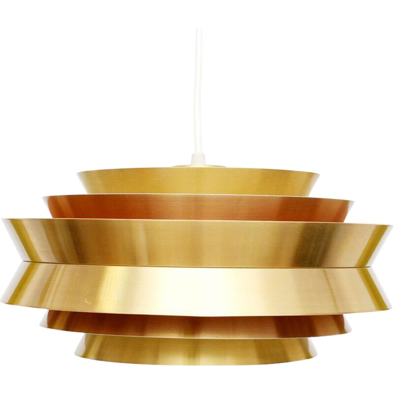 Vintage Swedish pendant lamp in aluminium and brass