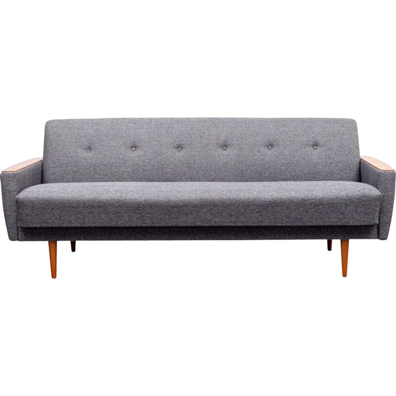 Vintage grey 3-seater sofa in wood