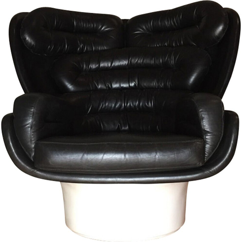 Vintage black "Elda" armchair by Joe Colombo