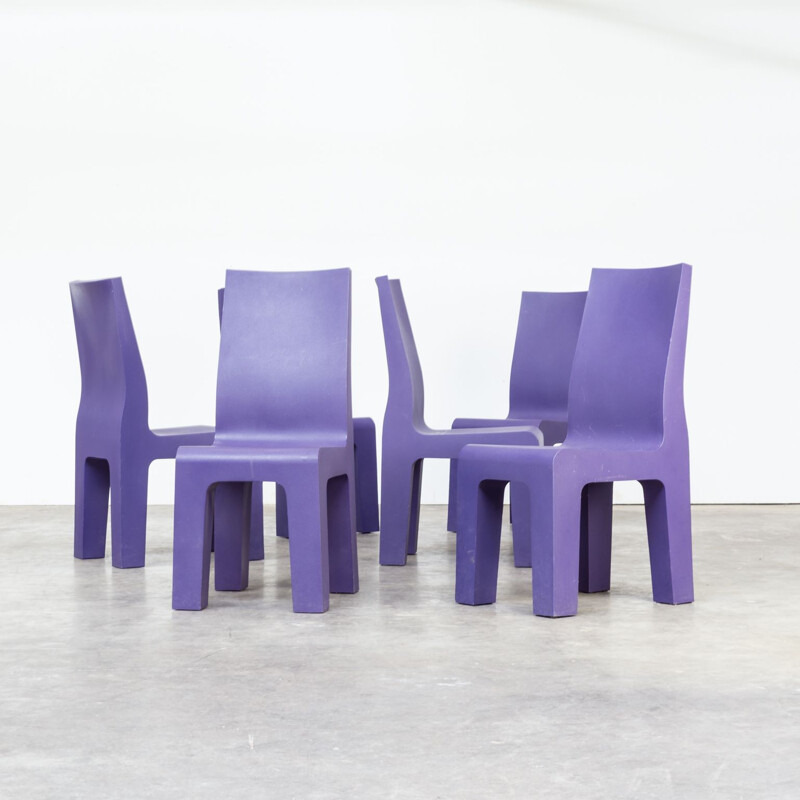 Suite de 6 chaises vintage violets par Richard Hutten pour Gispen