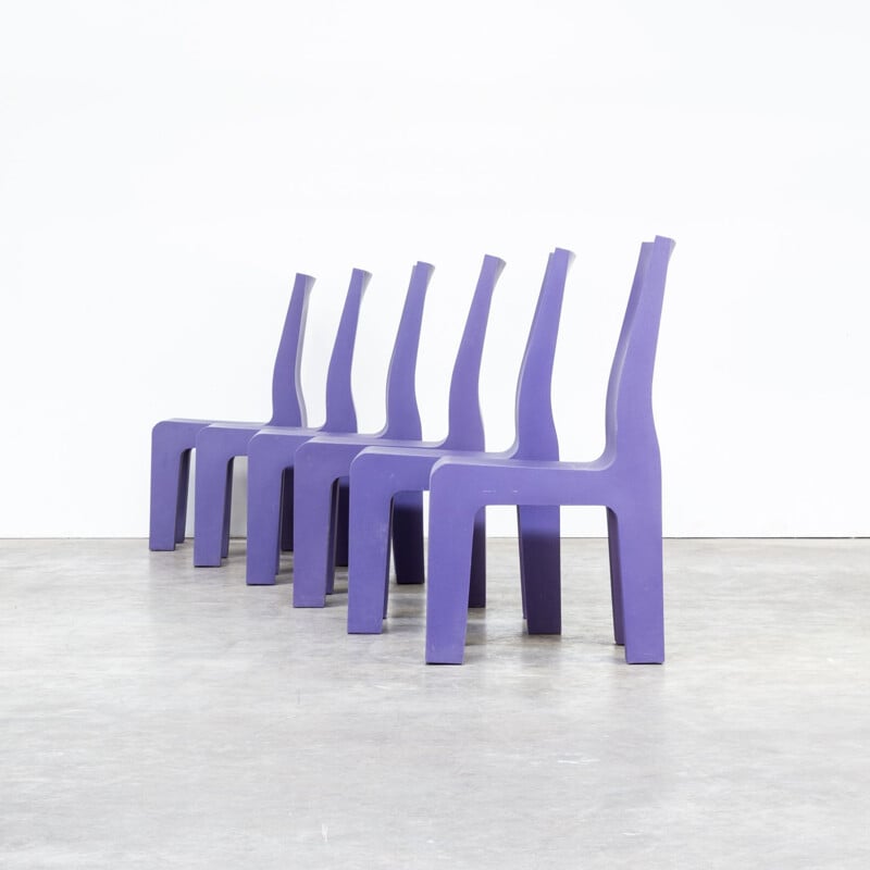 Set of 6 vintage purple chairs by Richard Hutten for Gispen