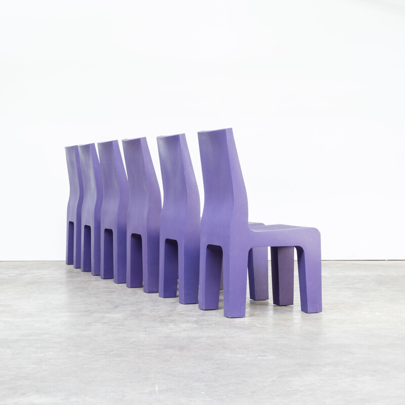 Set of 6 vintage purple chairs by Richard Hutten for Gispen