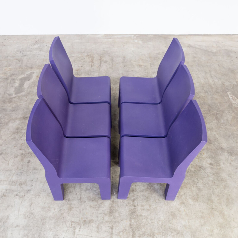 Suite de 6 chaises vintage violets par Richard Hutten pour Gispen