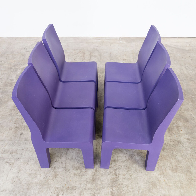 Suite de 6 chaises vintage violets par Richard Hutten pour Gispen