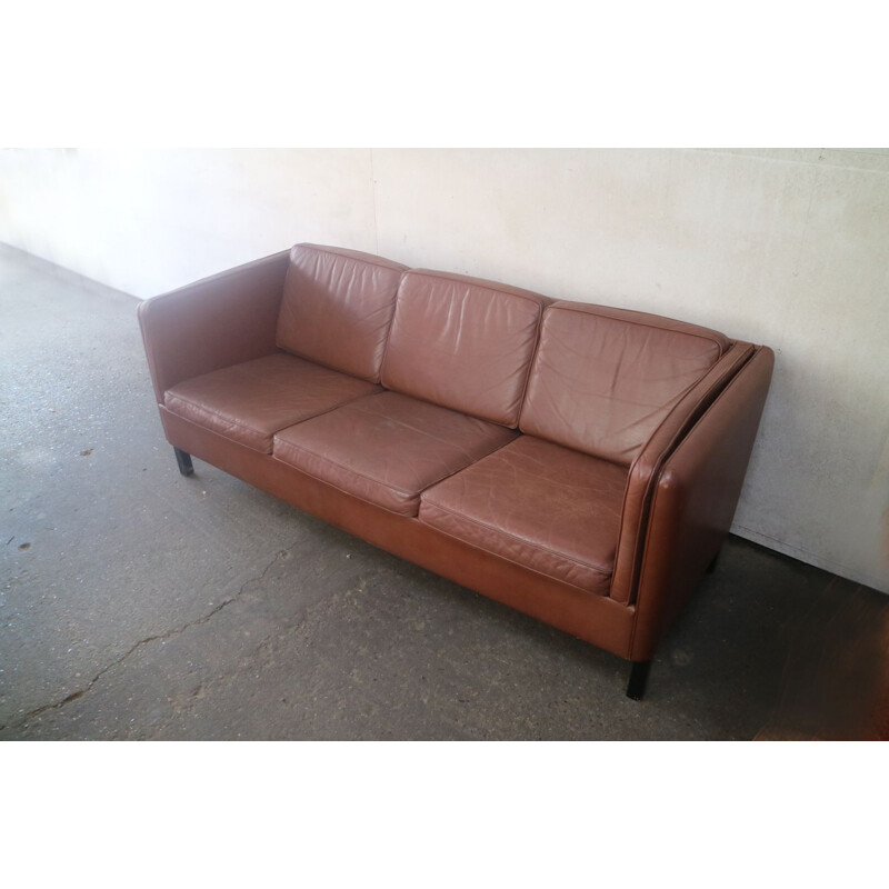 Vintage Danish 3-seater sofa in leather