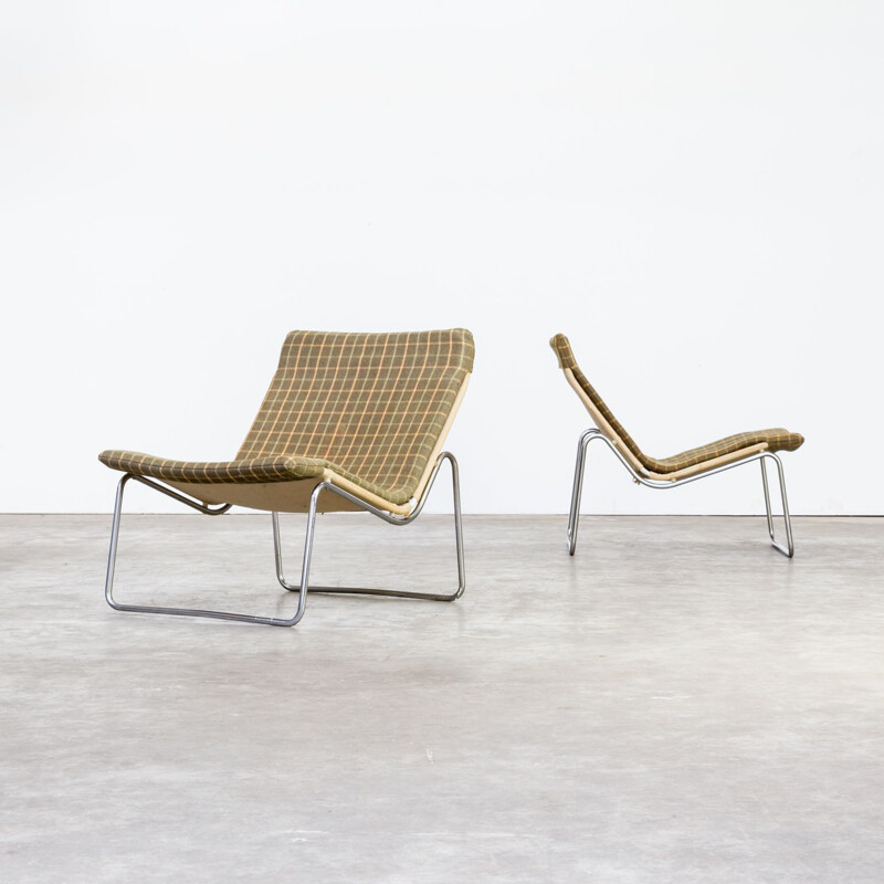 Suite de 2 fauteuils vintage verts scandinaves