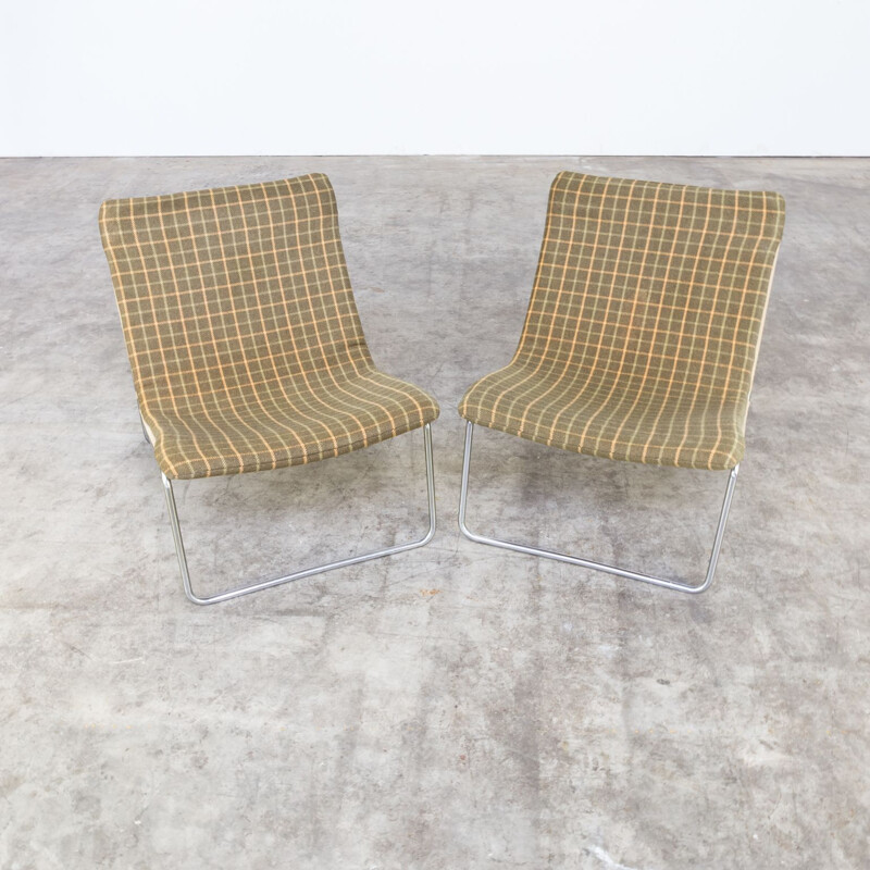 Set of 2 vintage Scandinavian green armchairs