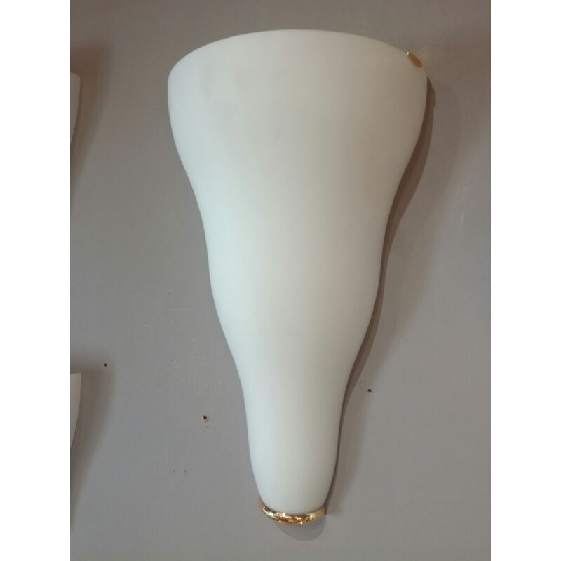 Set of 2 vintage Italian wall lamps in frosted glass