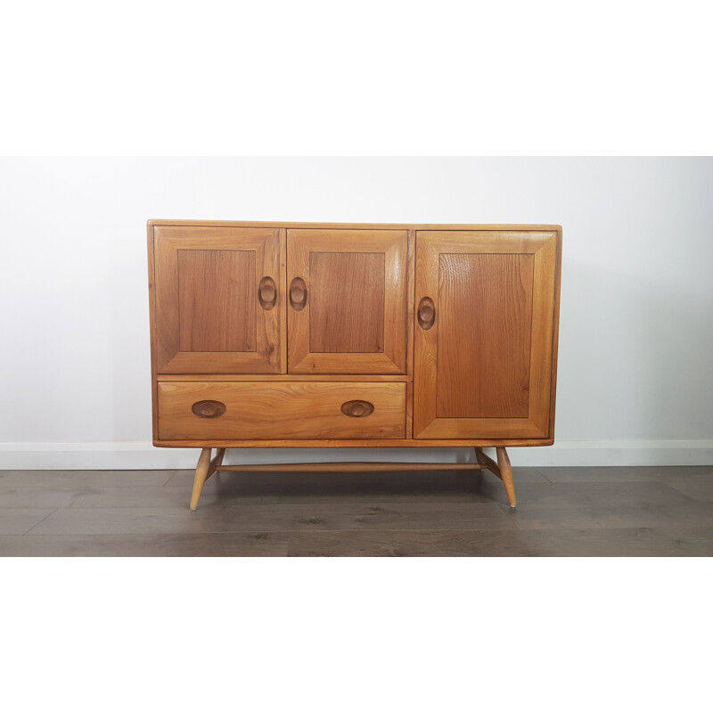 Vintage sideboard in elmwood with beech legs by Lucian Ercolani for Ercol