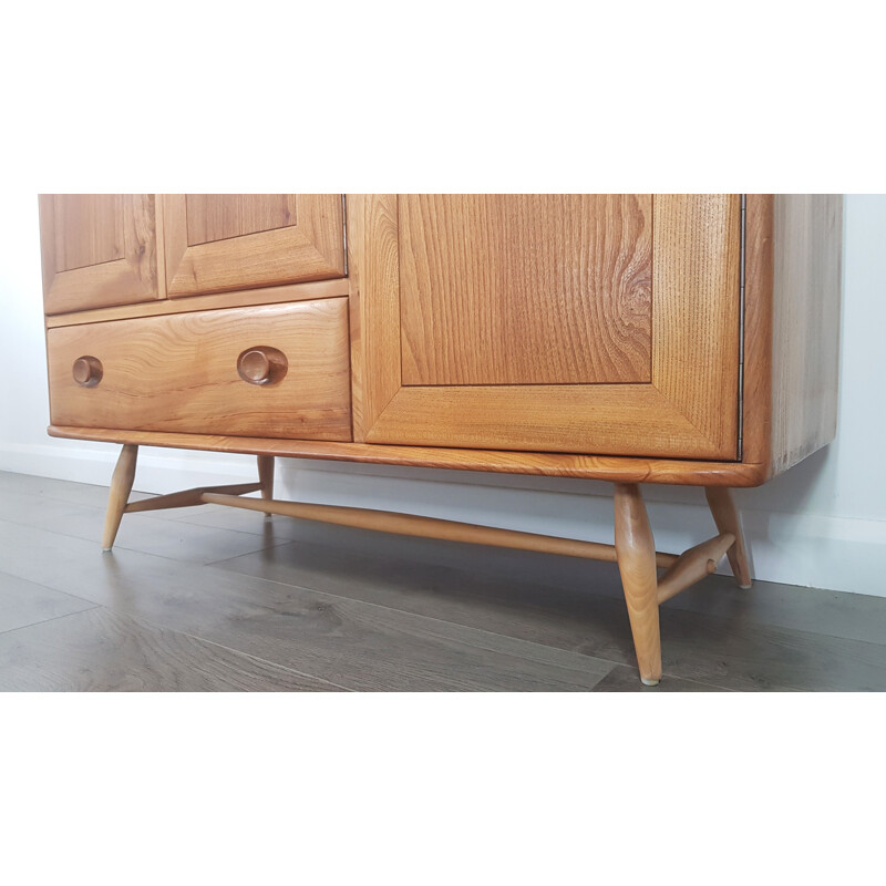 Vintage sideboard in elmwood with beech legs by Lucian Ercolani for Ercol