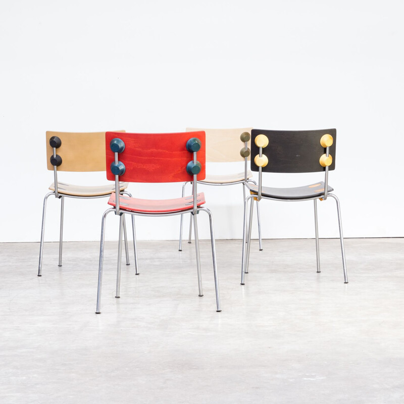 Suite  de 4 chaises vintage empilables "bubbles" par Annette van Citters pour Lande