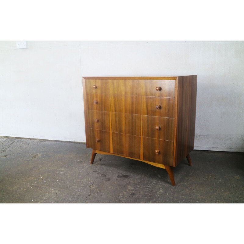 Vintage English chest of drawers in maple veneer