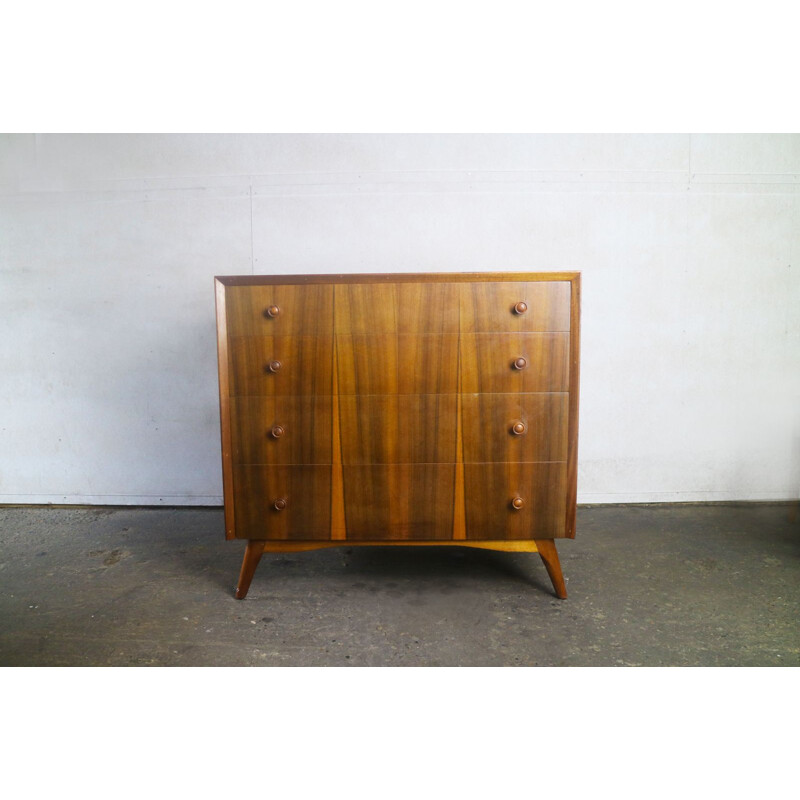Vintage English chest of drawers in maple veneer