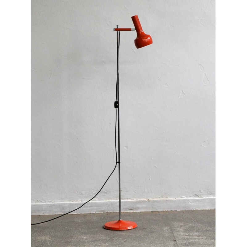 Vintage red floor lamp in chrome by Koch & Lowy