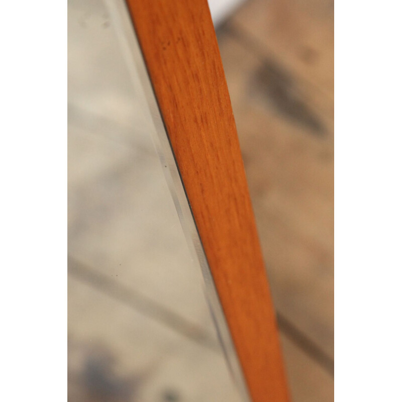 Vintage Danish curved mirror in teak