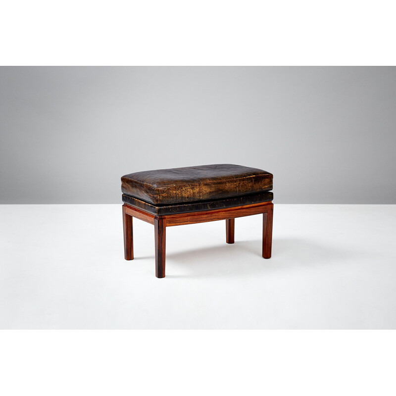 Vintage ottoman in rosewood and leather by Erik Kolling Andersen