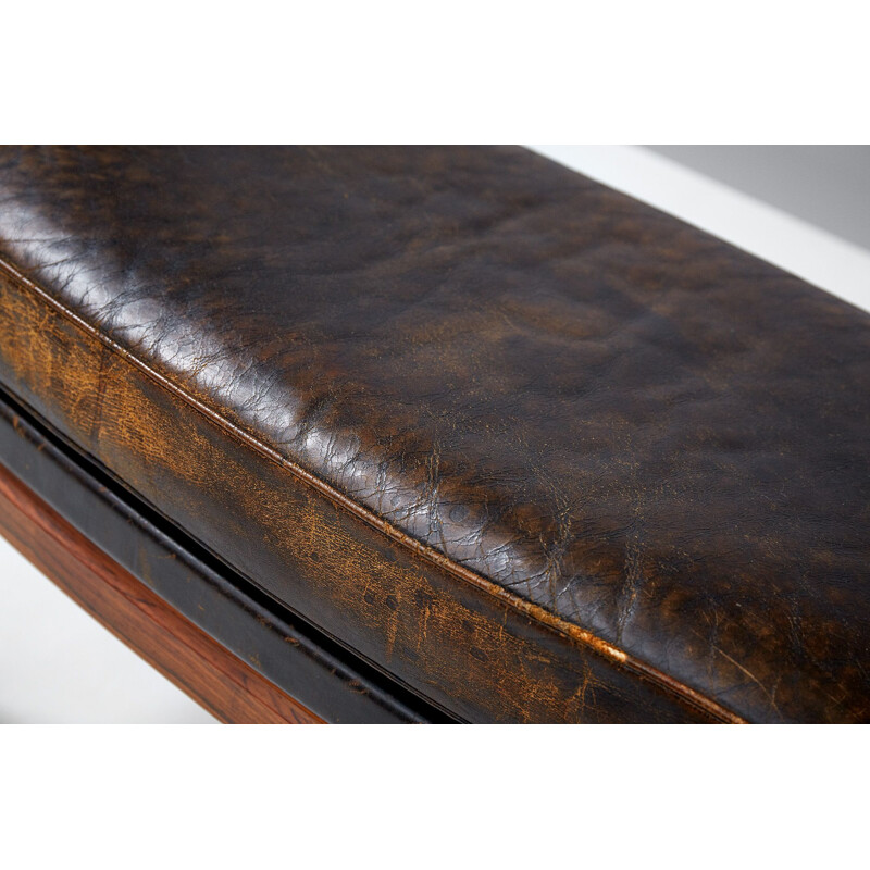 Vintage ottoman in rosewood and leather by Erik Kolling Andersen