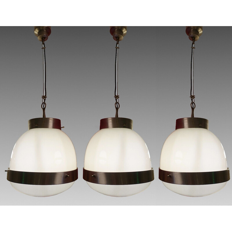 Vintage set of 3 "Delta" pendant lamps by Sergio Mazza For Artemide 