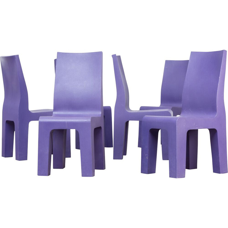 Suite de 6 chaises vintage violets par Richard Hutten pour Gispen