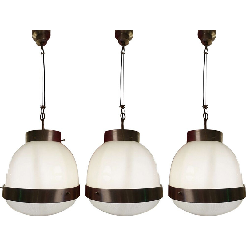 Vintage set of 3 "Delta" pendant lamps by Sergio Mazza For Artemide 