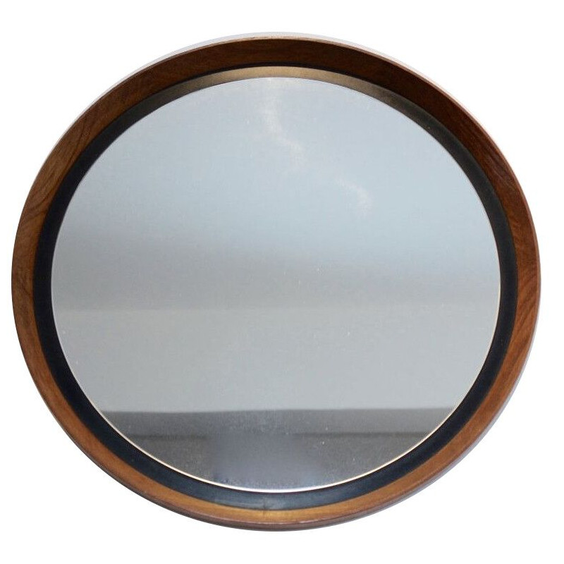 Vintage teak mirror by Uno and Östen Kristiansson for Luxus, Sweden 1950