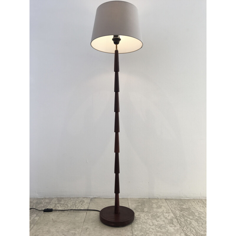 Lampadaire vintage danois en bois foncé