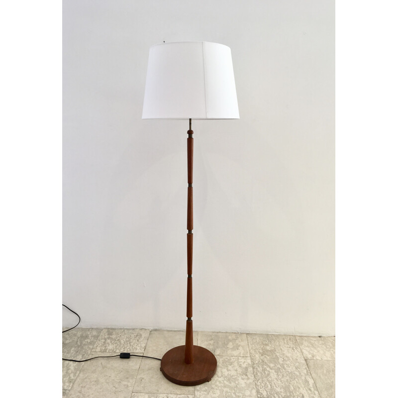 Vintage Danish floor lamp in teak and brass