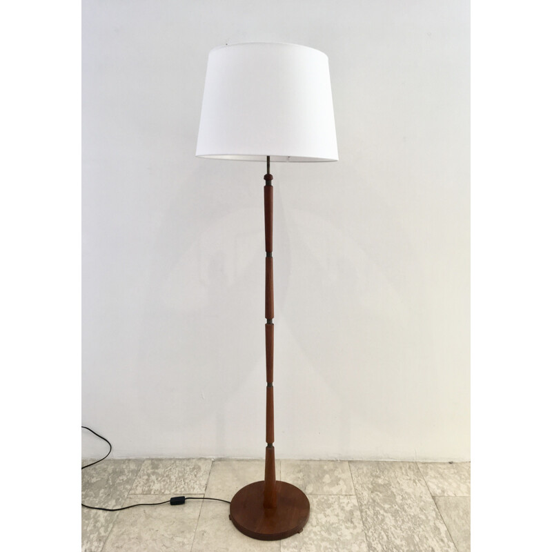 Vintage Danish floor lamp in teak and brass