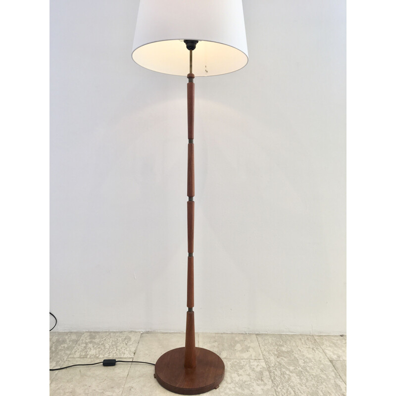 Vintage Danish floor lamp in teak and brass