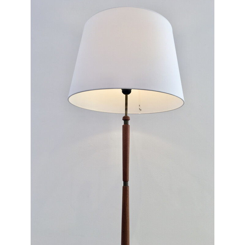 Vintage Danish floor lamp in teak and brass