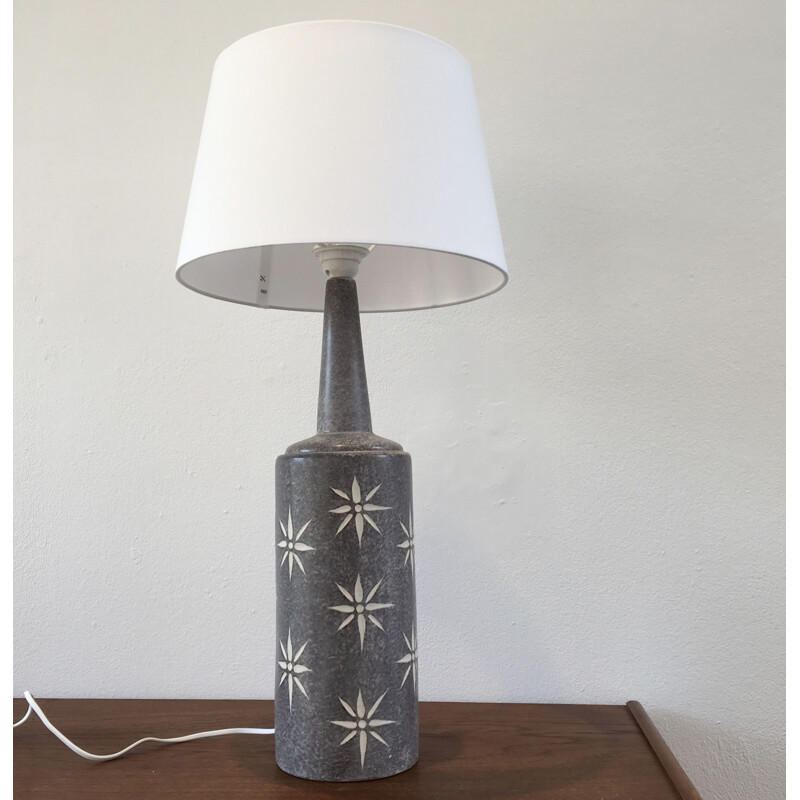 Vintage Danish grey table lamp in ceramic