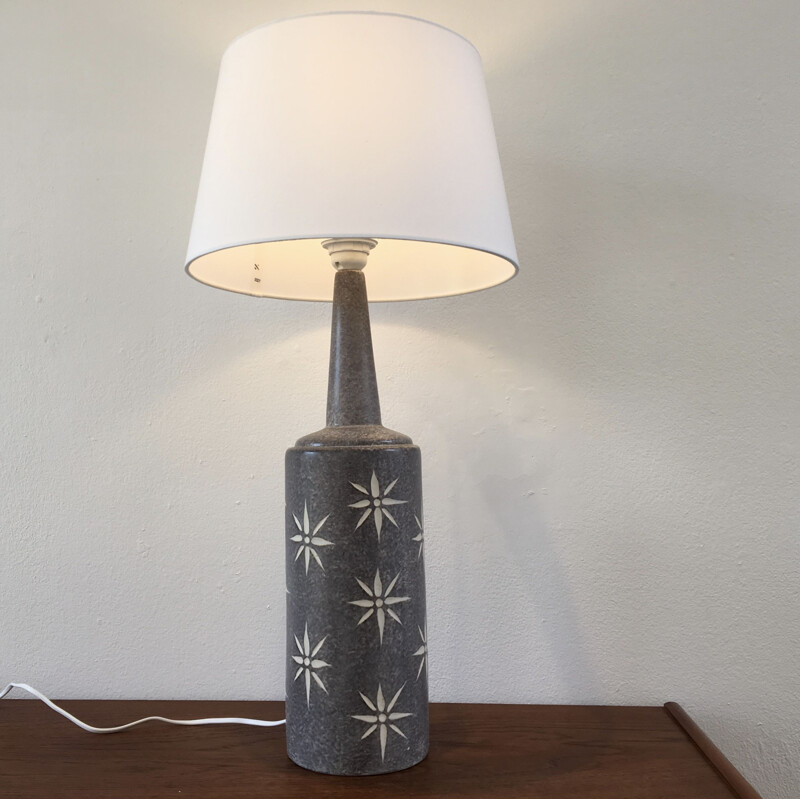 Vintage Danish grey table lamp in ceramic