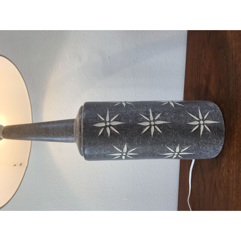 Vintage Danish grey table lamp in ceramic