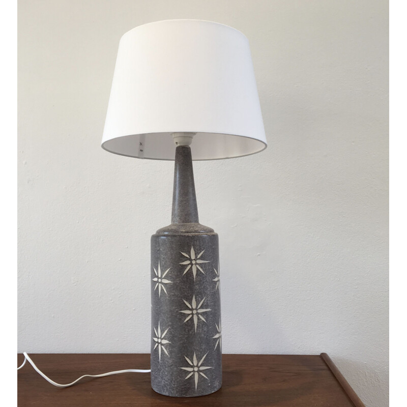 Vintage Danish grey table lamp in ceramic