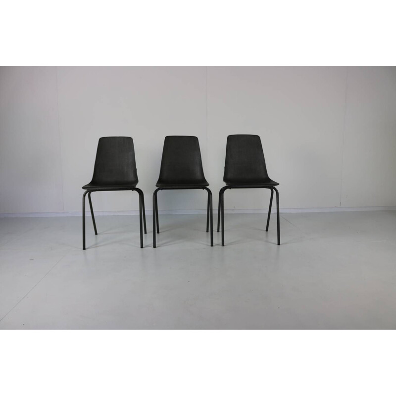 Vintage set of 3 stackable small kitchen chairs 