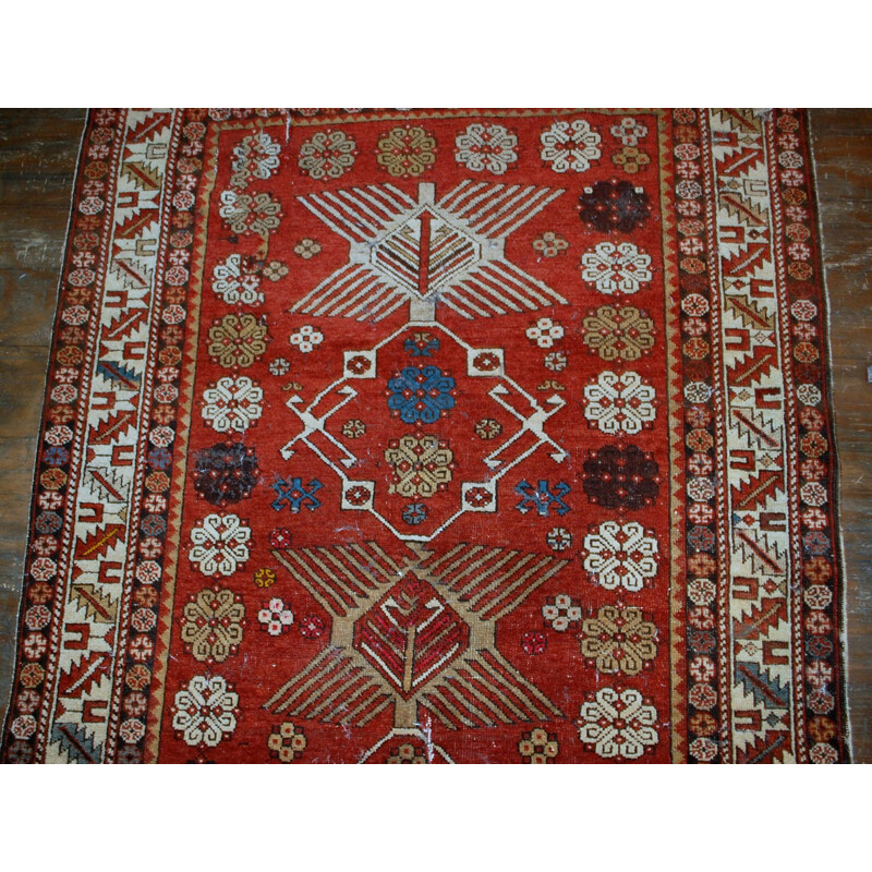 Vintage handmade antique Caucasian Shirvan rug 