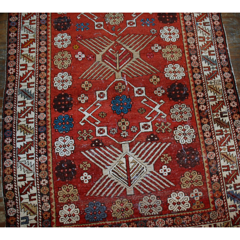 Vintage handmade antique Caucasian Shirvan rug 